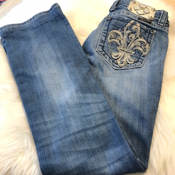 Miss Me Denim - Miss Me Fleur De Lis Low Rise Bootcut Jeans